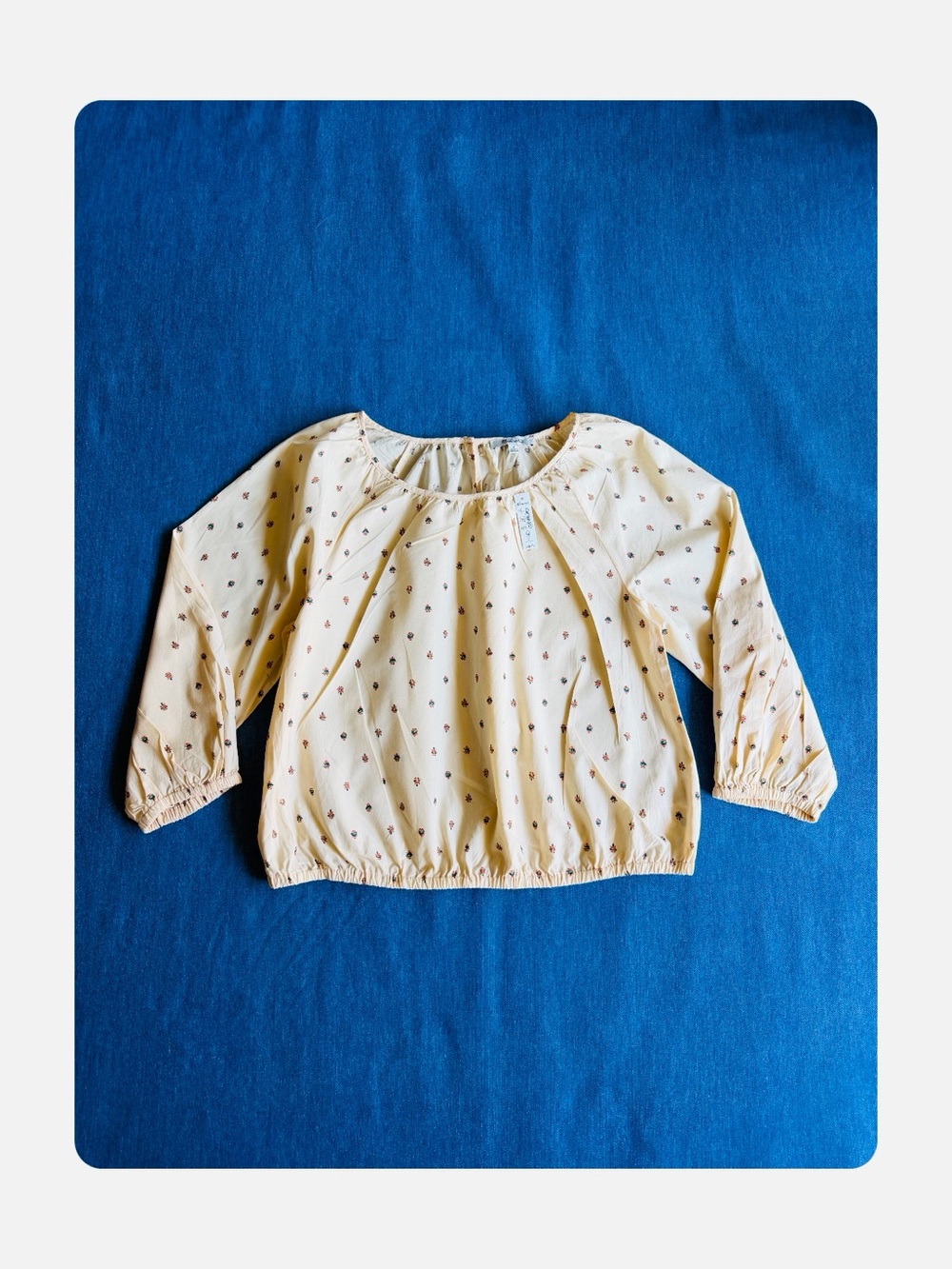 ★ Madewell Gathered Puff-Sleeve Seasonal Staple 100% Cotton Top Floral Bone M ★